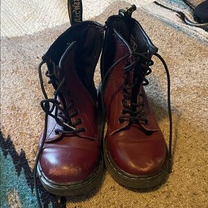 Kids Dr. Martens Cherry Red Lace-Up Boots